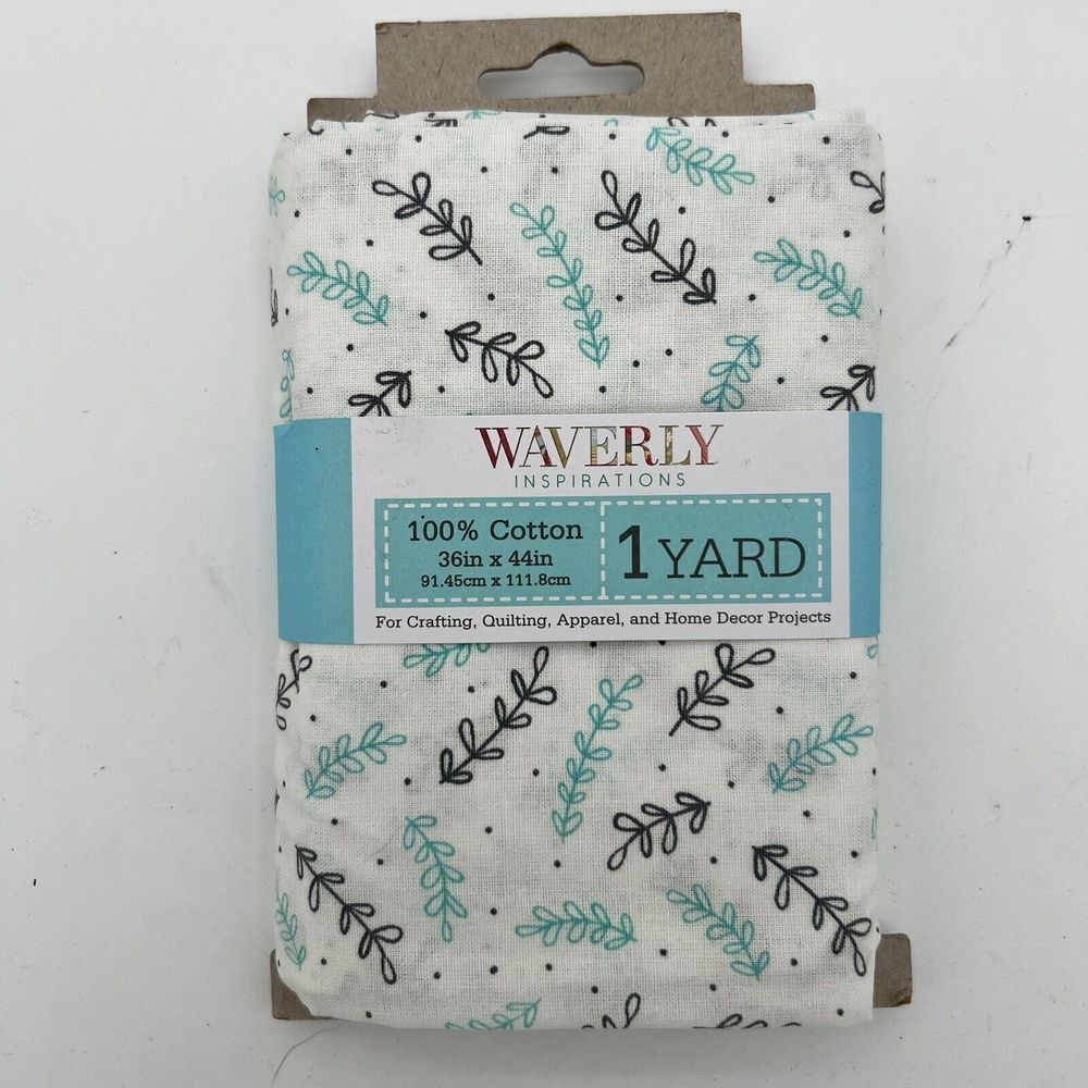 Waverly Inspirations 100% Cotton Sew Fabric, 44" x 36" Farm Fields Aqua 1 Yard.